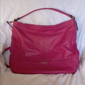 COACH Leather Convertible Shoulder Bag in Magenta
